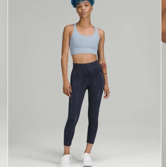 Lululemon Wunder Train High-Rise Crop 23"Sun Bleached Wash True Navy - Picture 3 of 8